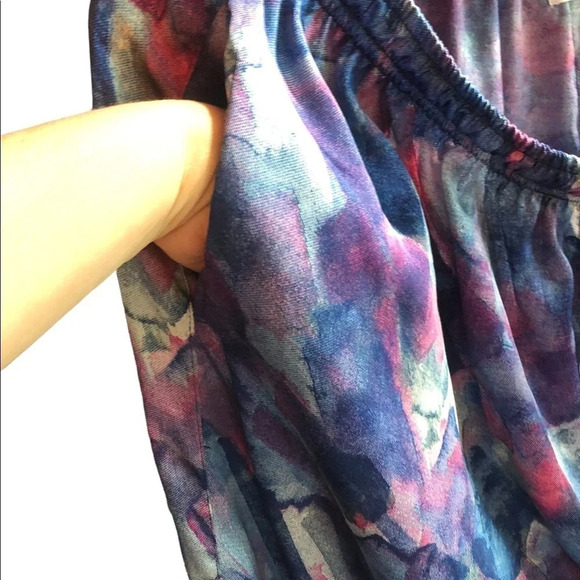 New Tyger Lotus blue and pink silk palazzo Wide leg pants Loungewear Ethereal - Picture 6 of 11